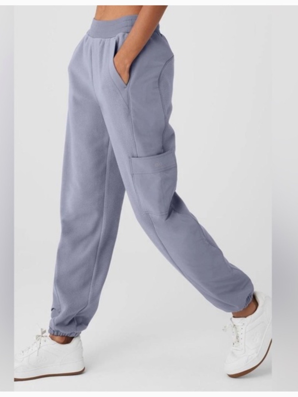 Alo Yoga Polar Fleece Wintry Mix Cargo Pant in Fog Grey